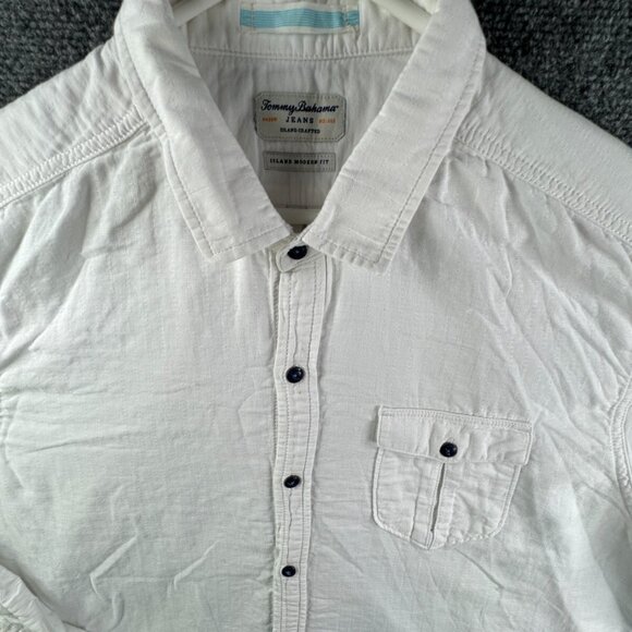 Tommy Bahama Long Sleeve Button Up Shirt Adult Island Modern Fit White XL COTTON - Picture 1 of 16